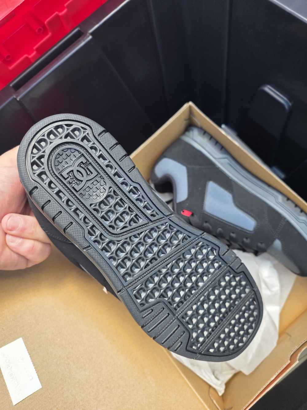 DC Men’s Black, Gray & Red Low-Top Skate Sneakers - Picture 2 of 2